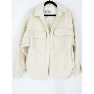 BOYS LIE Cream Sherpa Fleece Open‎ Front Jacket Shacket One Size